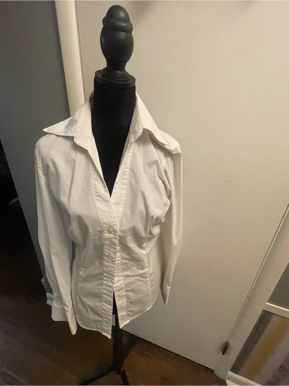 Express White Button-Front Collared Shirt